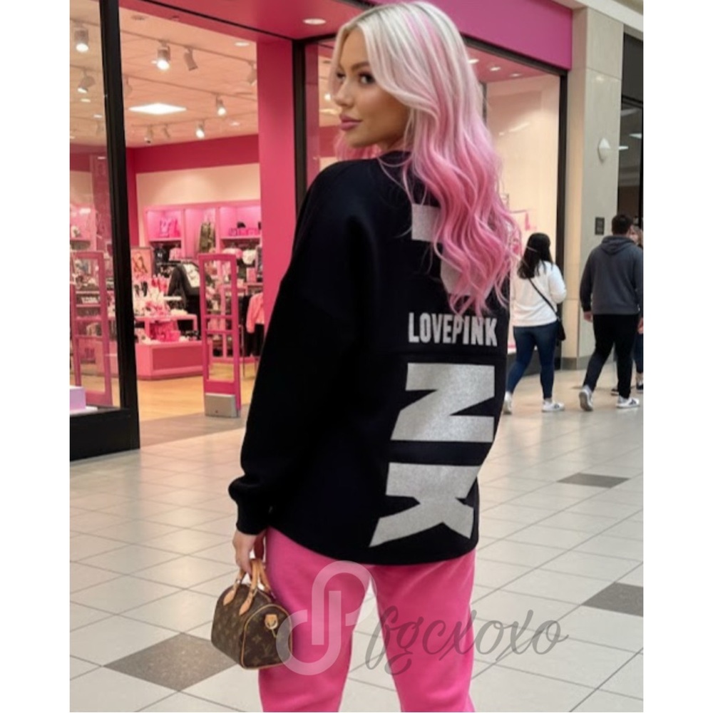 Black and Silver glitter PINK Sweatshirt